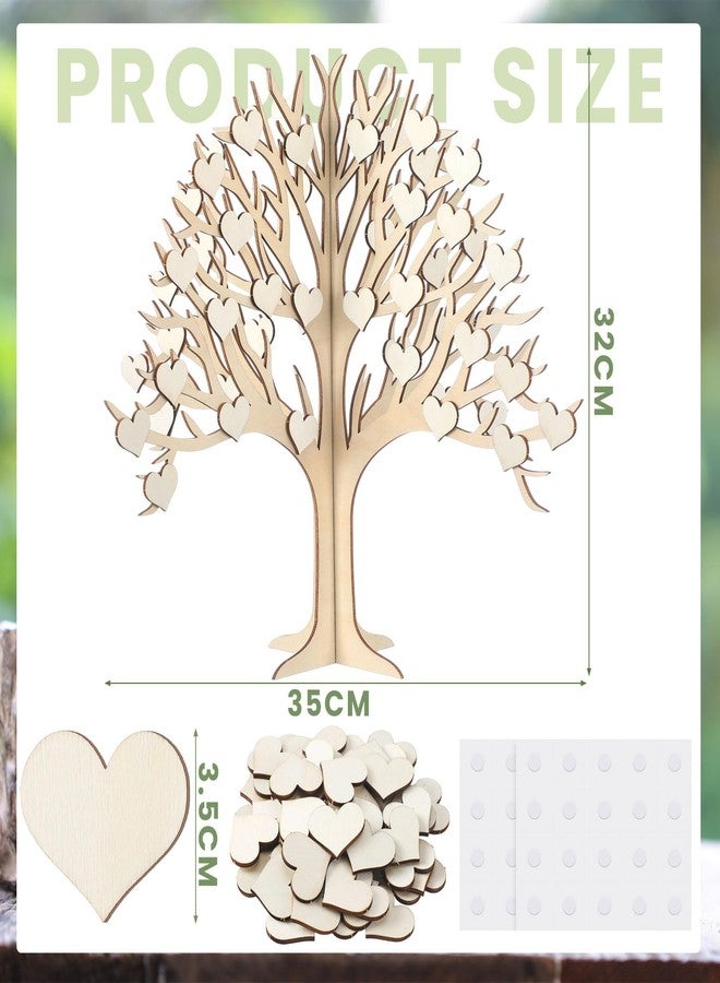 Marsui 3D Family Tree Decor Family Name Sign Tree of Life Sign Wooden Gratitude Cutouts Desktop Artificial with 54 Heart Tags for Home Birthday Party Mothers Day DIY Craft, 12.6 x 13.7 Inch - Image 2
