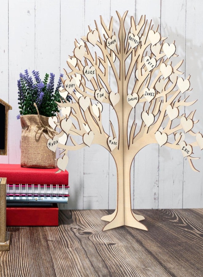 Marsui 3D Family Tree Decor Family Name Sign Tree of Life Sign Wooden Gratitude Cutouts Desktop Artificial with 54 Heart Tags for Home Birthday Party Mothers Day DIY Craft, 12.6 x 13.7 Inch - Image 4