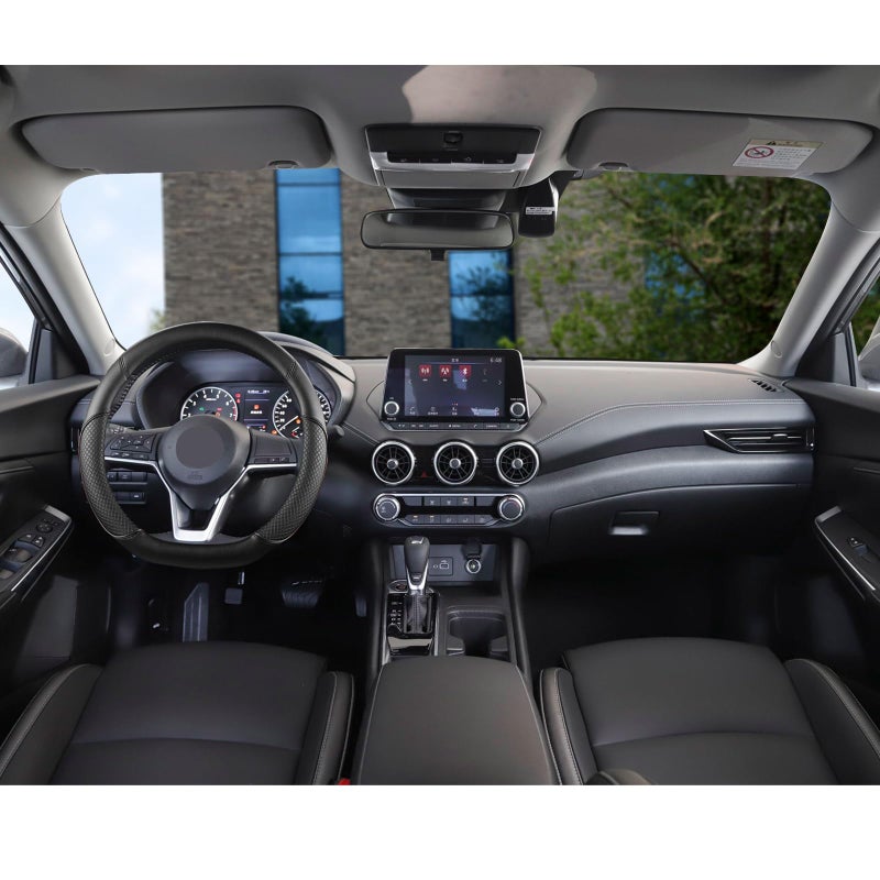 GIANT PANDA D Shape Steering Wheel Cover for Nissan Rogue Kicks - Auto Car Steering Wheel Cover Customized for Nissan Altima Sentra(Black+Black Line-D-Shaped) - Image 3
