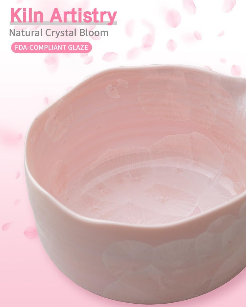 DIWU Natural Crystal Flower Matcha Set - 4 Pcs Food Grade Matcha Kit with Spouted Bowl, Matcha Whisk, Scoop and Chasen Holder - Matcha Tea Ceremony Gift for Matcha Lovers (Sakura Whisper) - Image 2
