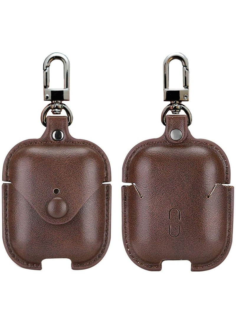 SNW - Charging Case Cover for Air Pods 1/2, Leather Case with Secure Snap-Fastener Compatible with Apple AirPods 1/2 Generation Charging Case - Image 1