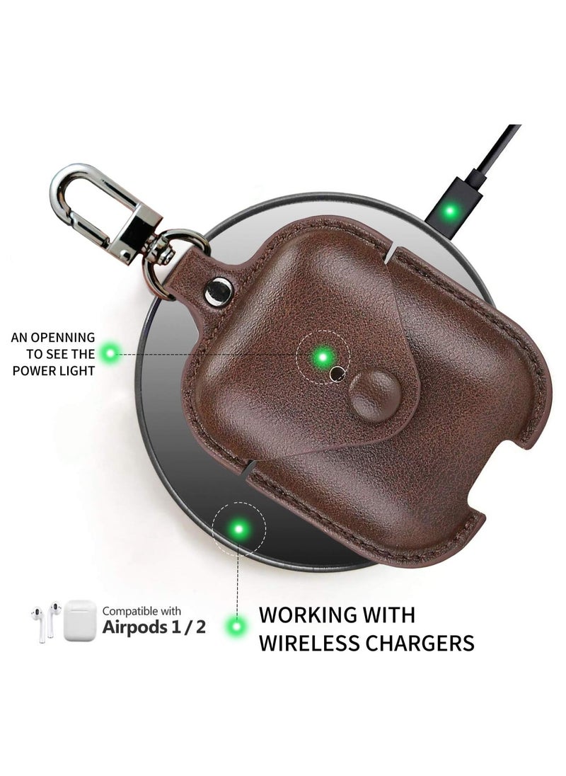 SNW - Charging Case Cover for Air Pods 1/2, Leather Case with Secure Snap-Fastener Compatible with Apple AirPods 1/2 Generation Charging Case - Image 1