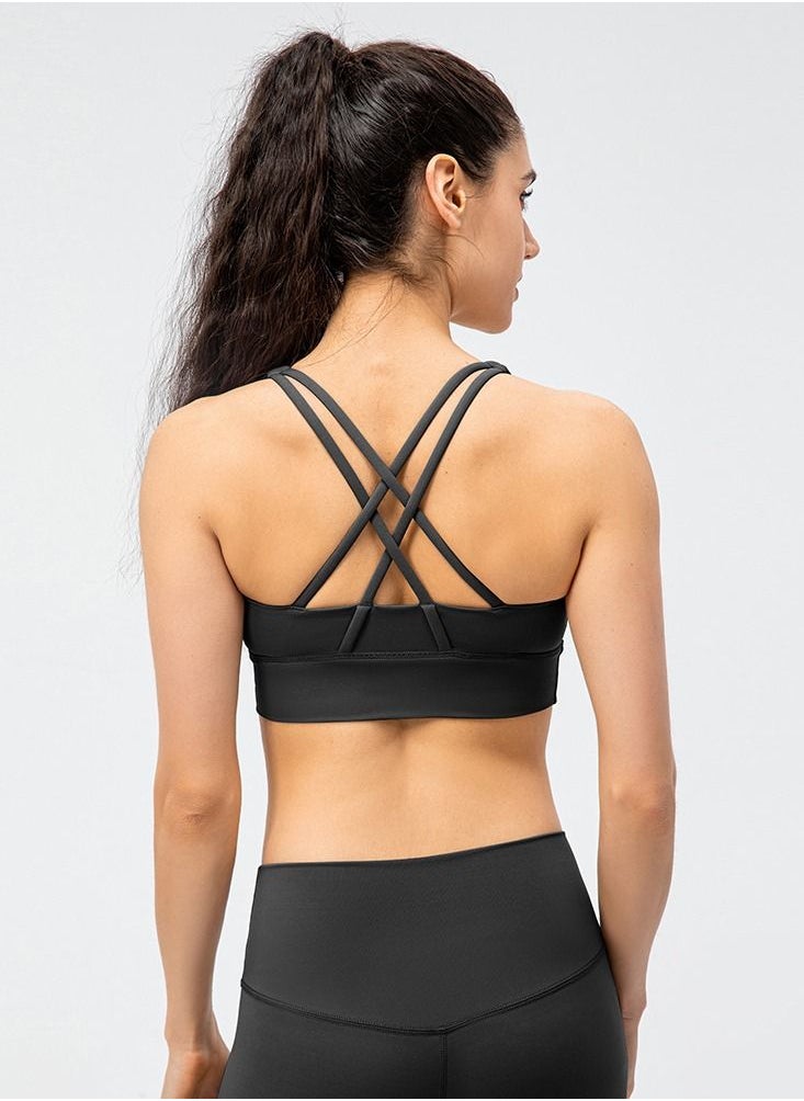 Loquat New  nylon shock gathering running bra yoga vest  - Image 2
