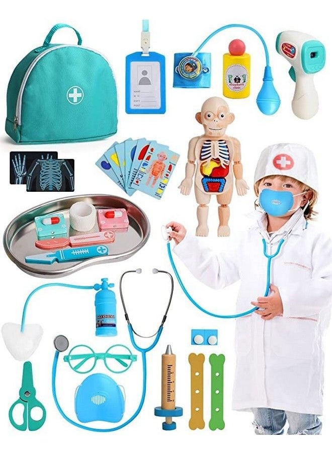Lehoo Castle - Doctor Kit For Kids Realistic 36Pcs Kids Doctor Kit Wooden Doctor Pretend Playset For Toddlers 35 Medical Kits Toy For Boys Girls With Doctor Bag Stethoscope Syringe - Image 1
