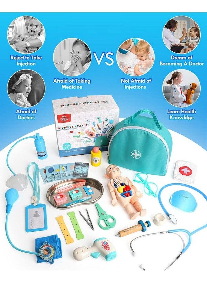 Lehoo Castle - Doctor Kit For Kids Realistic 36Pcs Kids Doctor Kit Wooden Doctor Pretend Playset For Toddlers 35 Medical Kits Toy For Boys Girls With Doctor Bag Stethoscope Syringe - Image 1