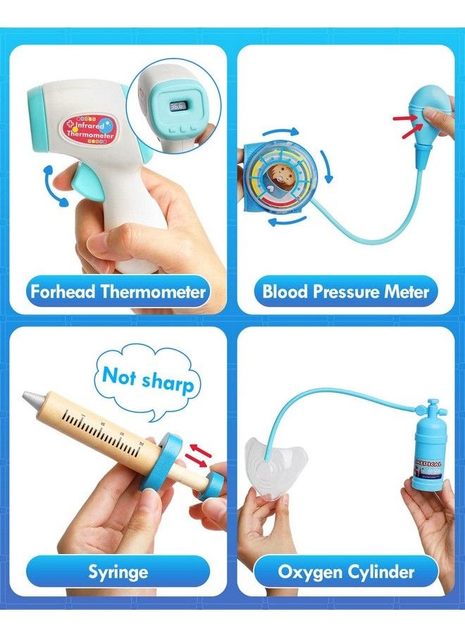 Lehoo Castle - Doctor Kit For Kids Realistic 36Pcs Kids Doctor Kit Wooden Doctor Pretend Playset For Toddlers 35 Medical Kits Toy For Boys Girls With Doctor Bag Stethoscope Syringe - Image 1