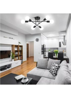 HUA QIANG WANG Black Sputnik Chandelier,Modern 6-Light Ceiling Light Fixture for Living Room,Dining Room,Bedroom,Kitchen Island  - Image 5