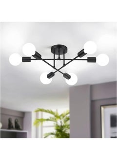 HUA QIANG WANG Black Sputnik Chandelier,Modern 6-Light Ceiling Light Fixture for Living Room,Dining Room,Bedroom,Kitchen Island  - Image 1