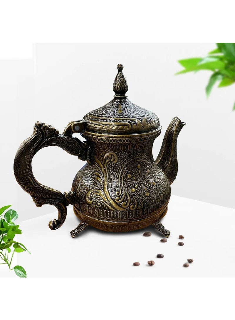 أكار إبريق شاي نحاسي تركي عثماني مطرز يدويًا سعة 0.85 لتر - Image 1