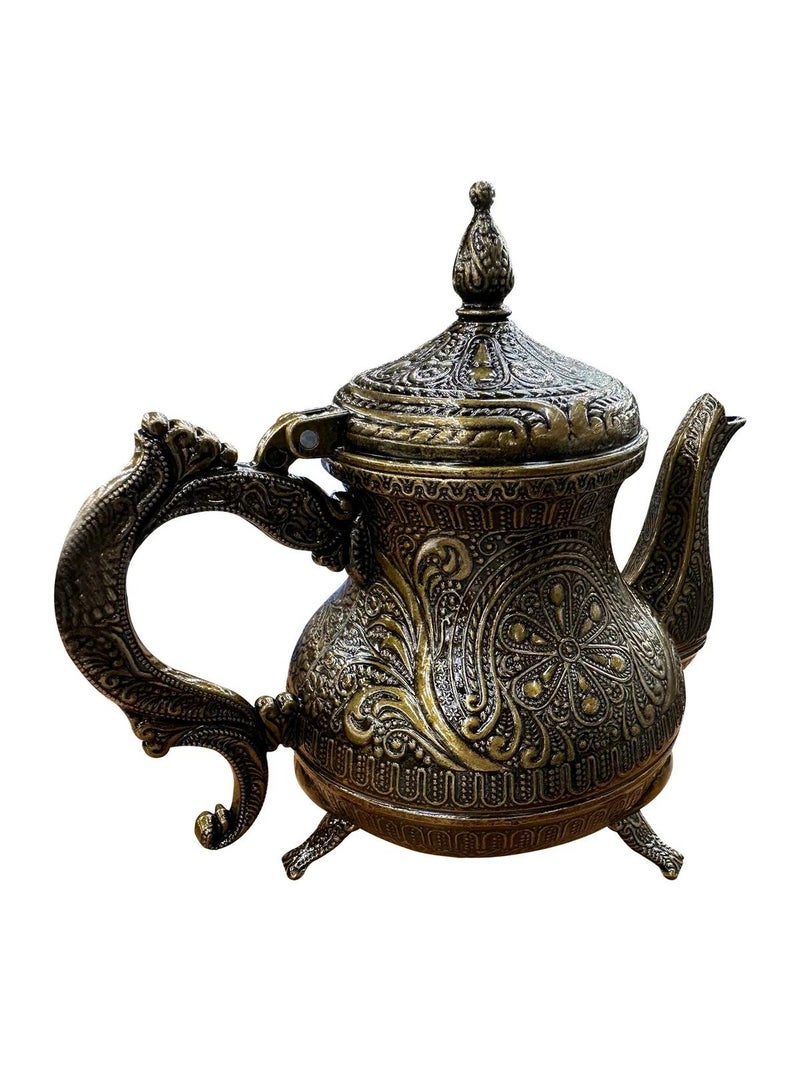 أكار إبريق شاي نحاسي تركي عثماني مطرز يدويًا سعة 0.85 لتر - Image 2