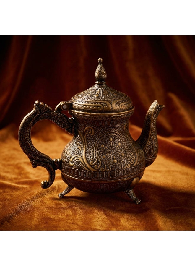 Acar 0.85L Ottoman Turkish Hand Embroidered Copper Teapot - Image 4