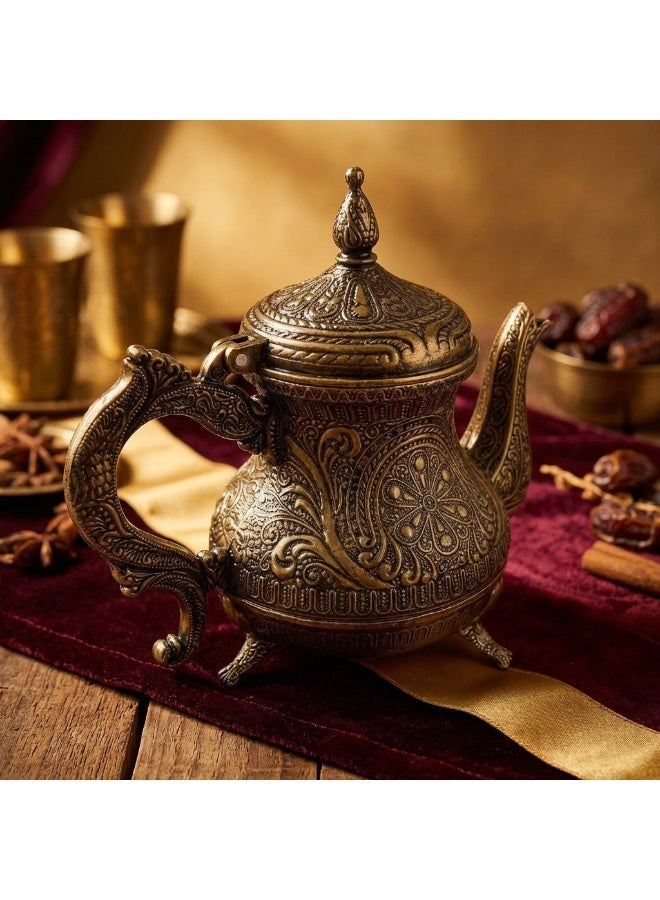 Acar 0.85L Ottoman Turkish Hand Embroidered Copper Teapot - Image 3