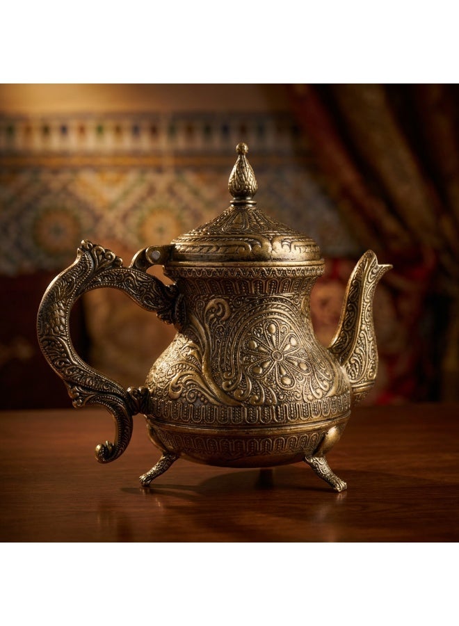 Acar 0.85L Ottoman Turkish Hand Embroidered Copper Teapot - Image 1