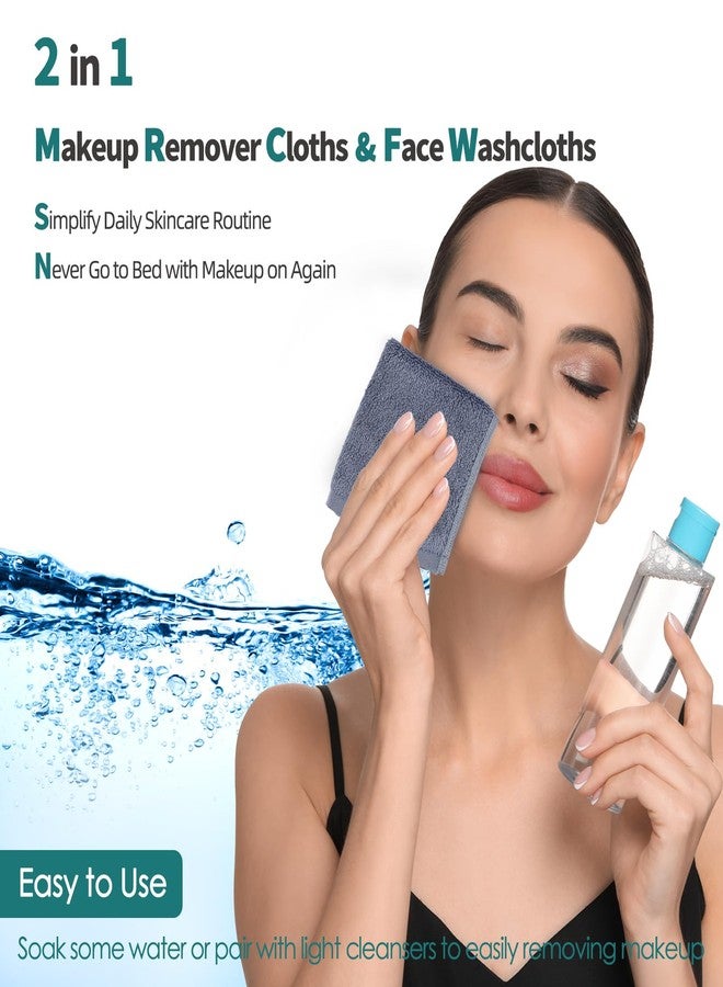 JEFFSUN Wash Cloths 6 Pack, Reusable Makeup Remover Cloths, Super Soft and Gentle Face Towel for Sensitive Skin, 10x10 inch Small Face Washcloths, Easy to Rinse Quick Dry Slate Blue Facial Cleansing Cloths - Image 2