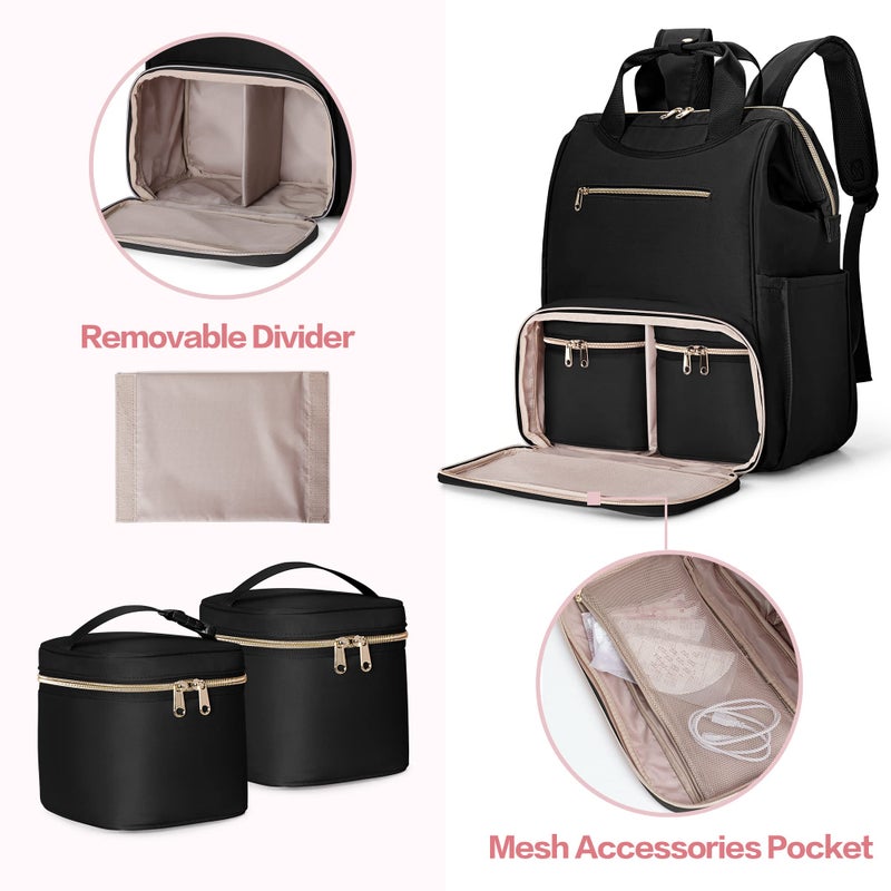 Fasrom Wearable Breast Pump Bag Backpack With Cooler and Tote, Compatible With Momcozy, Medela and Elvie Hands Free Pumps, Black (Patent Design) - Image 4
