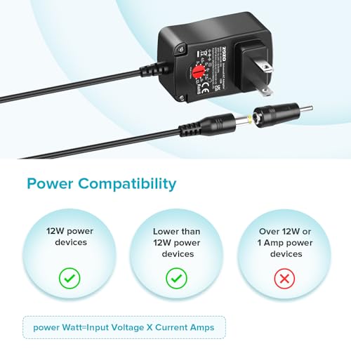 ZOZO Universal AC/DC Adapter 12W 3V 4.5V 5V 6V 7.5V 9V 12V Switching Power Supply Charger with 8 Tips 5.5x2.1mm 5.5x2.5mm Micro USB for Routers Speakers CCTV Cameras LED Strip Lights - Image 5