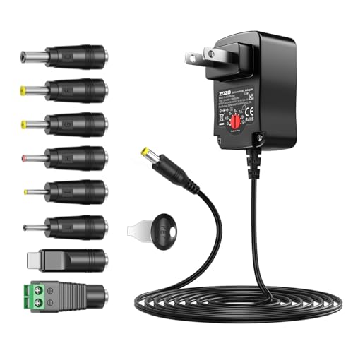 ZOZO Universal AC/DC Adapter 12W 3V 4.5V 5V 6V 7.5V 9V 12V Switching Power Supply Charger with 8 Tips 5.5x2.1mm 5.5x2.5mm Micro USB for Routers Speakers CCTV Cameras LED Strip Lights - Image 1