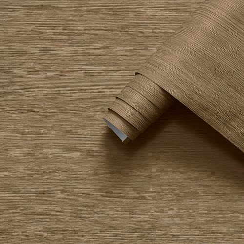 HOLOMEY Grasscloth Wallpaper Peel and Stick Tan Texture Wallpaper for Bedroom Bathroom Waterproof Removable Self-Adhesive Wall Paper Vintage Grass Cloth Contact Paper for Cabinets Drawers 16x354 inch - Image 1