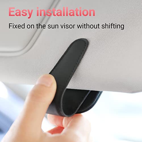 KanSmart Sunglass Holder for Car Visor Sunglasses Clip Magnetic Leather Glasses Eyeglass Holder Interior Car Accessories for Woman Man -2 Packs Black - Image 4