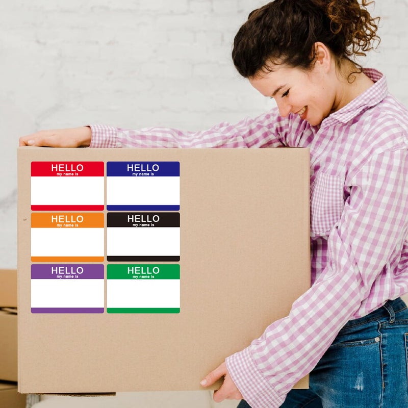 Hybsk Hello My Name is Blue Name Tag Identification Stickers 3-1/2â€ x 2-3/8â€ Total 200 Labels Per Roll (Red) - Image 5