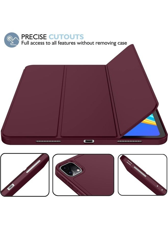 Wine Red iPad Pro 11-Inch Case (2022/2021) - Smart Trifold Stand with Pencil Holder, Soft TPU Back, and Auto Wake/Sleep Support - Image 5