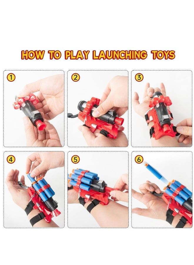 أزياء للأطفال لشخصية سبايدر مان الخارق، مجموعة قفاز إطلاق العنكبوت للأطفال من 4 إلى 8 سنوات مع عباءة بطل خارق + قناع LED + قناع للعين، ألعاب إطلاق العنكبوت، ملابس تنكرية، هدية ألعاب بطل خارق. - Image 5