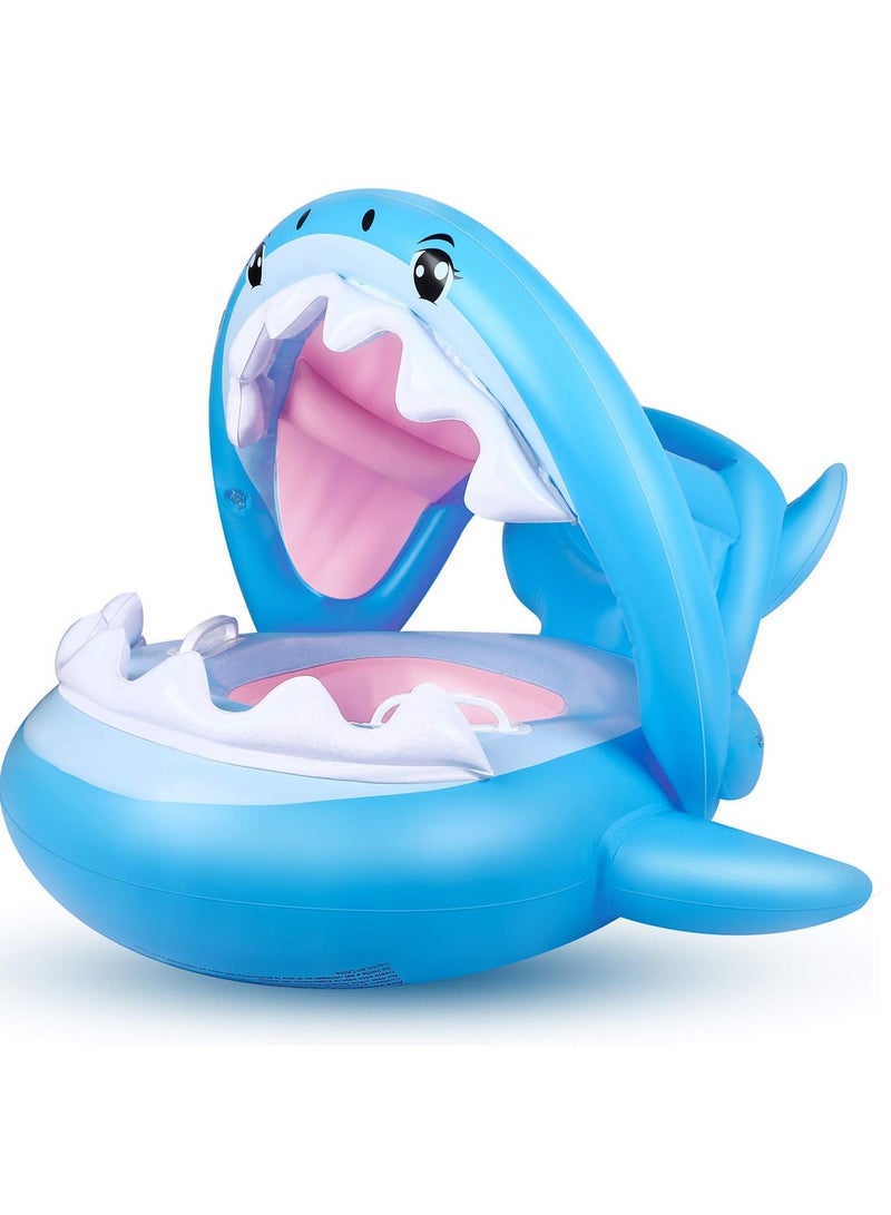 KASTWAVE Baby Float Swimming Pool Toddler Floaties with Removable Inflatable Canopy Shark Infant Pool Float for Kids Aged 6-36 Months - Image 1