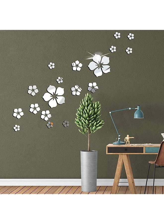 إيروريكس ملصق حائط مرآة أكريليك ذاتي اللصق، ديكور حائط مرآة قابل للإزالة، ملصق حائط ثلاثي الأبعاد على شكل زهرة DIY لغرفة المعيشة وغرفة النوم، 18 قطعة - Image 2