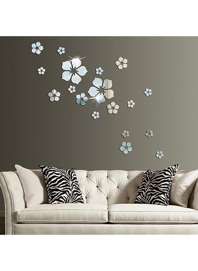 إيروريكس ملصق حائط مرآة أكريليك ذاتي اللصق، ديكور حائط مرآة قابل للإزالة، ملصق حائط ثلاثي الأبعاد على شكل زهرة DIY لغرفة المعيشة وغرفة النوم، 18 قطعة - Image 1