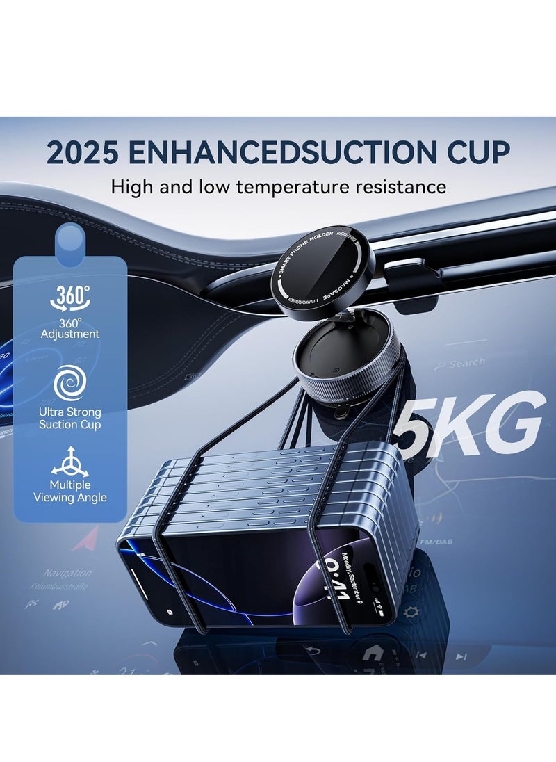 Vacuum Suction Magnet Phone Holder Mount, Magnetic Car Phone Holder, 360° Adjustable Suction Car Phone Mount for Car/Smooth Surface/Travel/Gym