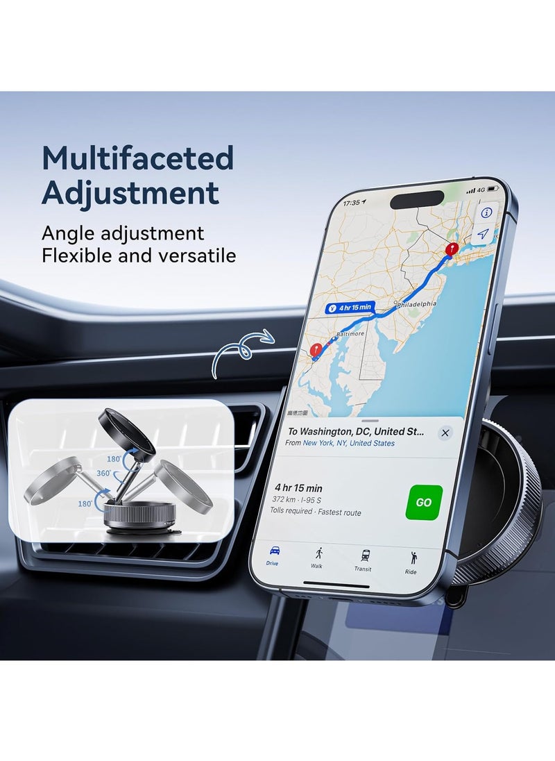 Vacuum Suction Magnet Phone Holder Mount, Magnetic Car Phone Holder, 360° Adjustable Suction Car Phone Mount for Car/Smooth Surface/Travel/Gym