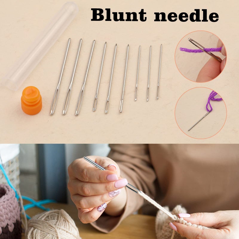 IMZAY 54 Pcs Crochet Needles Set, Crochet Hooks Kit with Storage Case, Ergonomic Knitting Blunt Needles Stitch Marker DIY Hand Knitting Craft Art Tools for Beginners(Blue) - Image 5