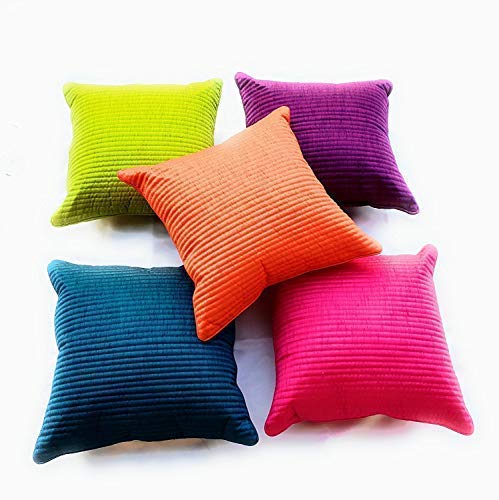 Urvaan Silk Quilted Solid Cushion Covers, 16 x 16 Inch, Multicolour, Set of 5 - Image 3