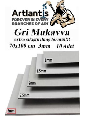 Artlantis Cardboard Gray 3 mm 70X100 cm 10 Pieces Hard Cardboard Extra Compressed 70*100 Cardboard Gray Color 10 Pieces  - Image 1