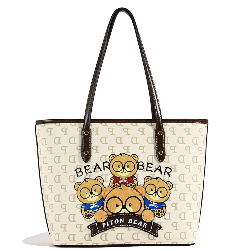 North Bag Genuine Goods Shoulder Underarm Large Capacity Casual Tote Bag Women'S Cartoon Bear Shopping Bag