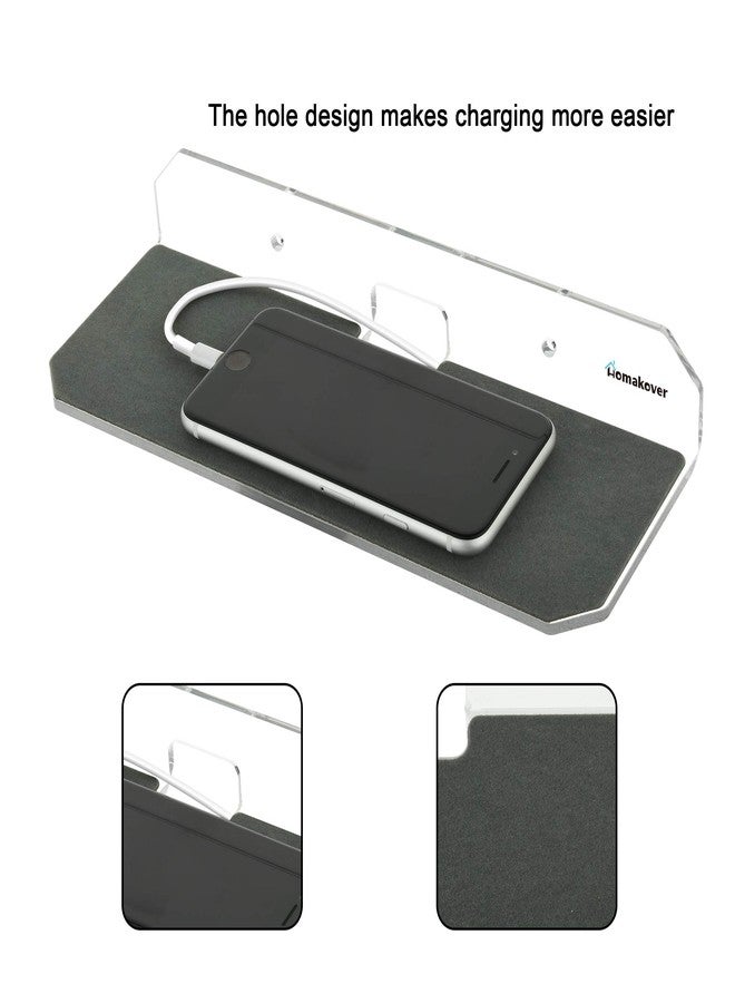 Homakover 2 Pcs 10" Acrylic Wall Shelf Speaker Stand with Rubbery Surface, Solid Nursery Wall Bookshelf, Invisible Spice Rack, Display Floating Corner Shelf with Cable Clips for Speaker, Webcam, Switch - Image 5