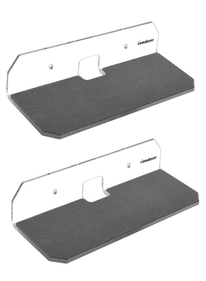 Homakover 2 Pcs 10" Acrylic Wall Shelf Speaker Stand with Rubbery Surface, Solid Nursery Wall Bookshelf, Invisible Spice Rack, Display Floating Corner Shelf with Cable Clips for Speaker, Webcam, Switch - Image 1