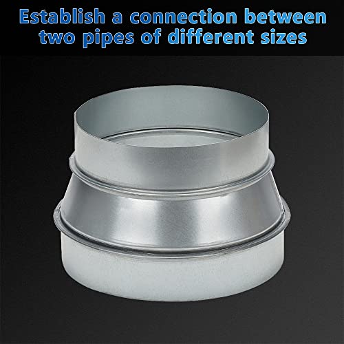 A-KARCK Air Duct Reducer 7" to 6", Round Duct Adapter Galvanized Steel for Inline Ventilation System, Connect Pipe with Duct Fan or Dryer Vent - Image 3