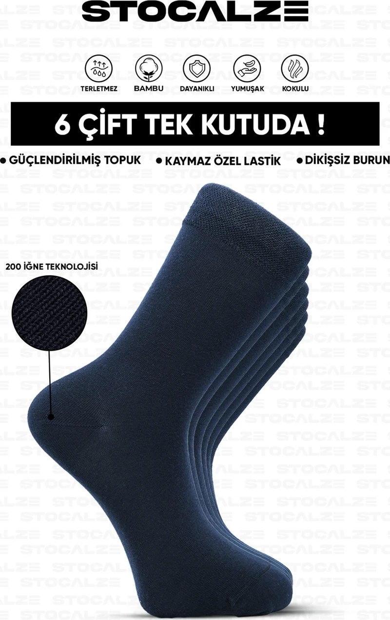 Stocalze Men's Bamboo Long Socks. Premium 6-Piece Boxed Perfumed Seamless Plain Men's Anthracite Socks