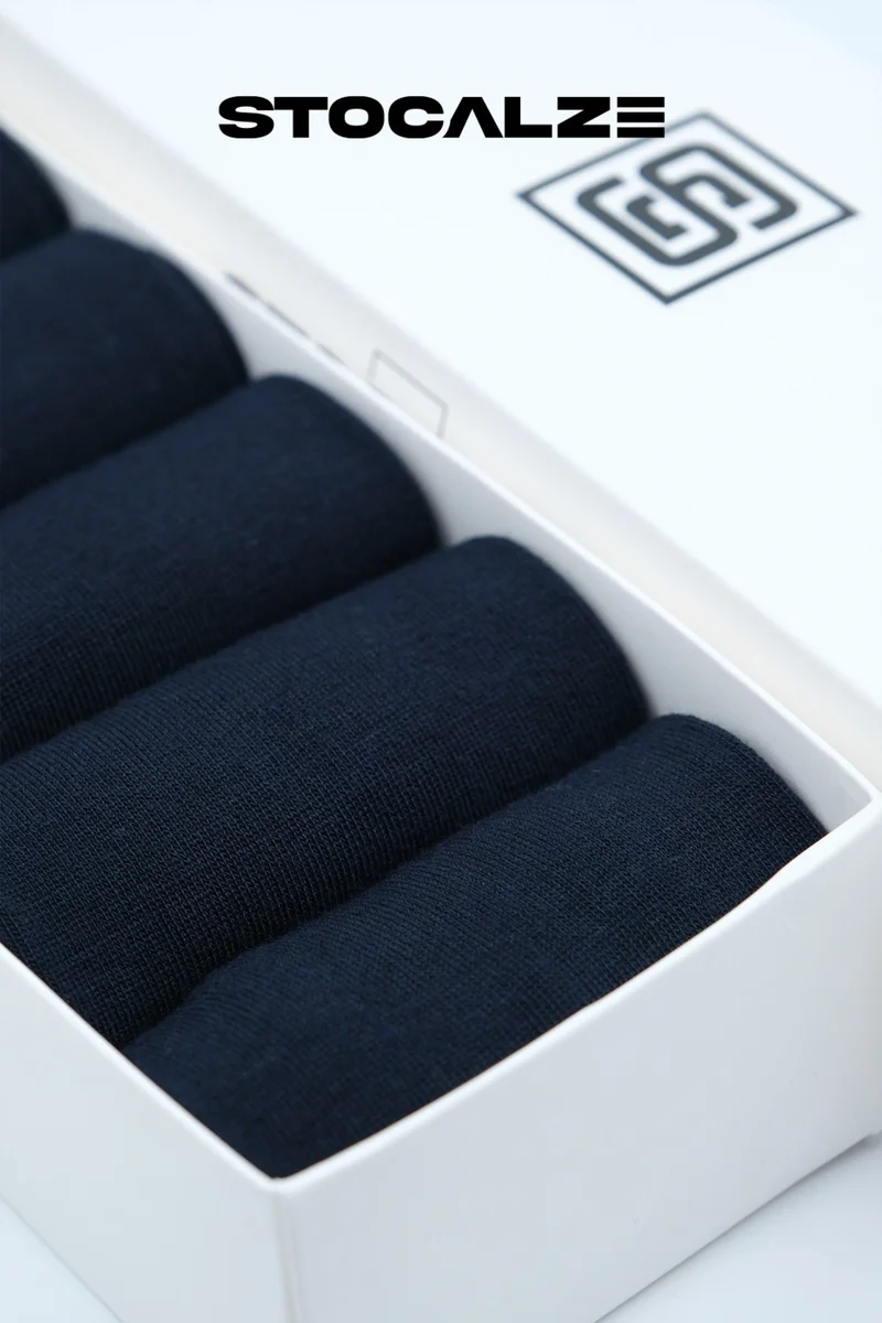 Stocalze Men's Bamboo Long Socks. Premium 6-Piece Boxed Perfumed Seamless Plain Men's Anthracite Socks