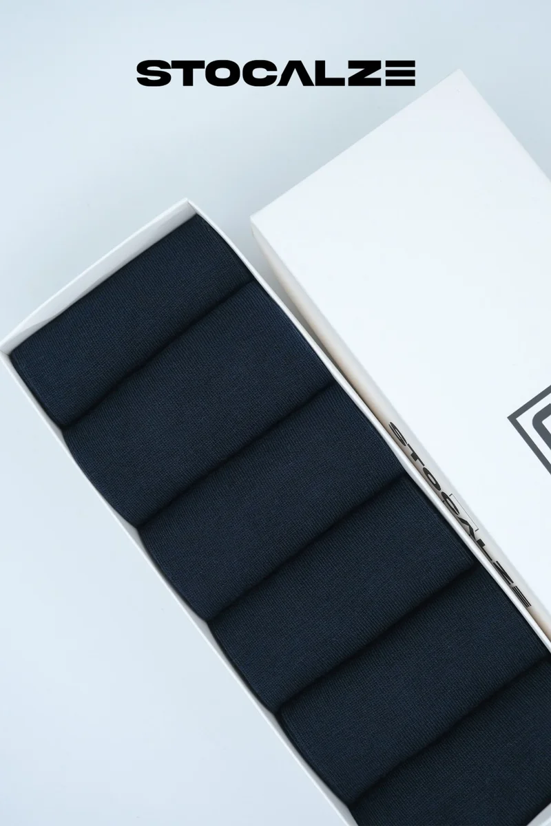 Stocalze Men's Bamboo Long Socks. Premium 6-Piece Boxed Perfumed Seamless Plain Men's Anthracite Socks