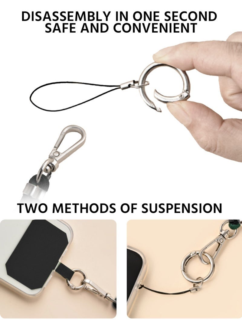 2-Piece (1 Crossbody Strap + 1 Finger Ring Holder) Universal Smart Mobile Phone Lanyard, Adjustable Hands-Free Crossbody Strap with Secure Adhesive Patch (Black) - Image 4