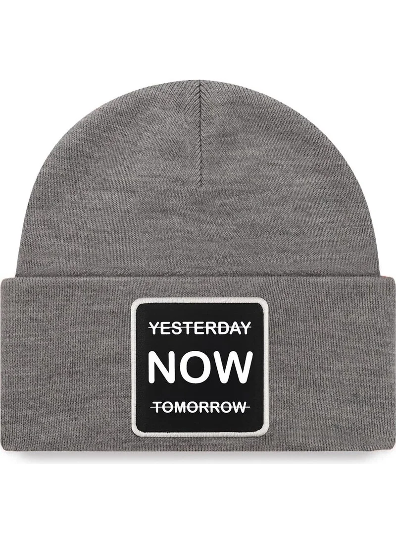 Black Börk V1 Acrylic Yesterday Now Tomorrow - Unisex Gray Beanie with 1sb Code Logo