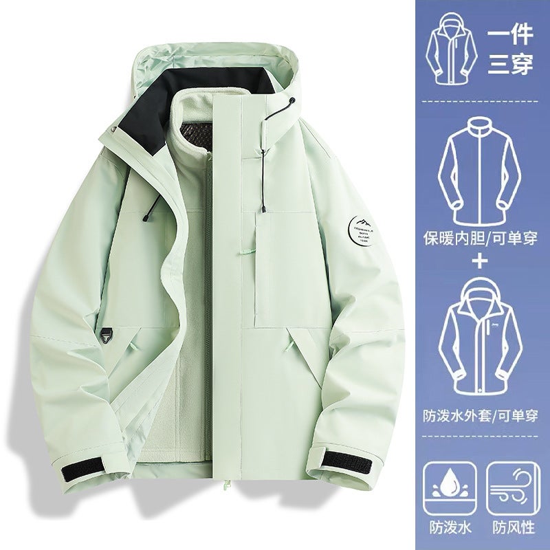 Same Style Three-In-One Jacket Couple Two-Piece Jacket Windproof And Waterproof Couple Mountaineering - Image 2