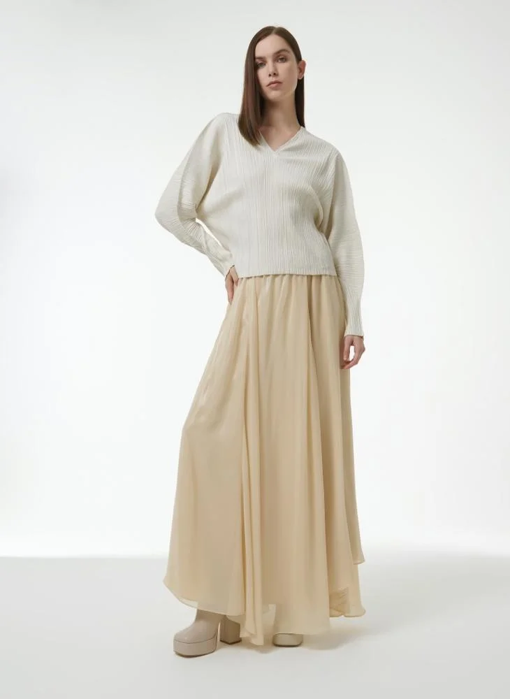 Leem Maxi Sleeve Plisse Top