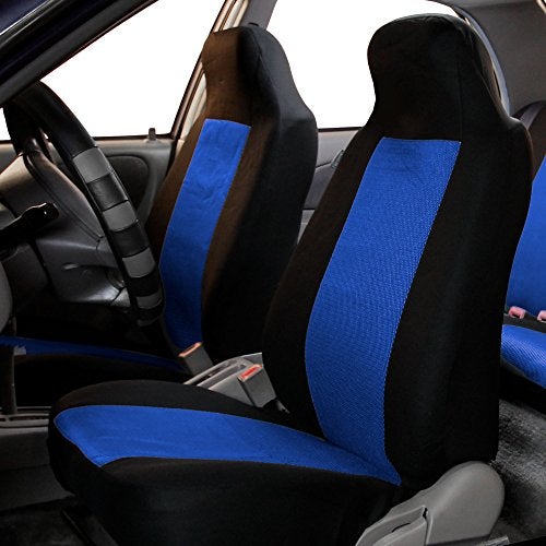 FH Group 3D Air Mesh Car Seat Covers Full Set – Universal Fit Automotive Seat Covers, Front Bucket and Solid Rear Bench Seat Cover, Washable Car Interior Protectors for SUV, Sedan, Blue - Image 2