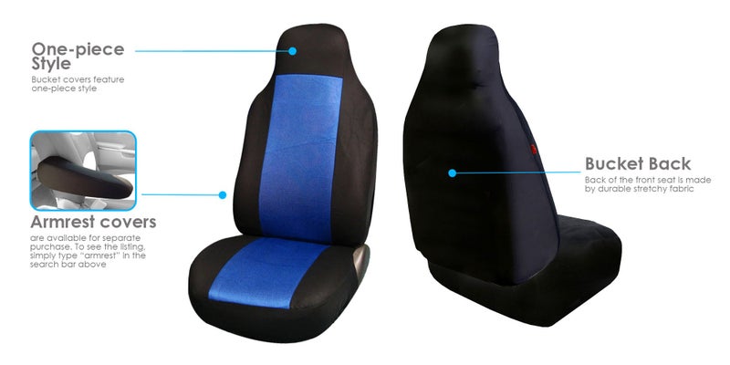 FH Group 3D Air Mesh Car Seat Covers Full Set – Universal Fit Automotive Seat Covers, Front Bucket and Solid Rear Bench Seat Cover, Washable Car Interior Protectors for SUV, Sedan, Blue - Image 3