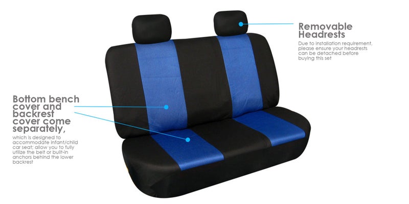 FH Group 3D Air Mesh Car Seat Covers Full Set – Universal Fit Automotive Seat Covers, Front Bucket and Solid Rear Bench Seat Cover, Washable Car Interior Protectors for SUV, Sedan, Blue - Image 4