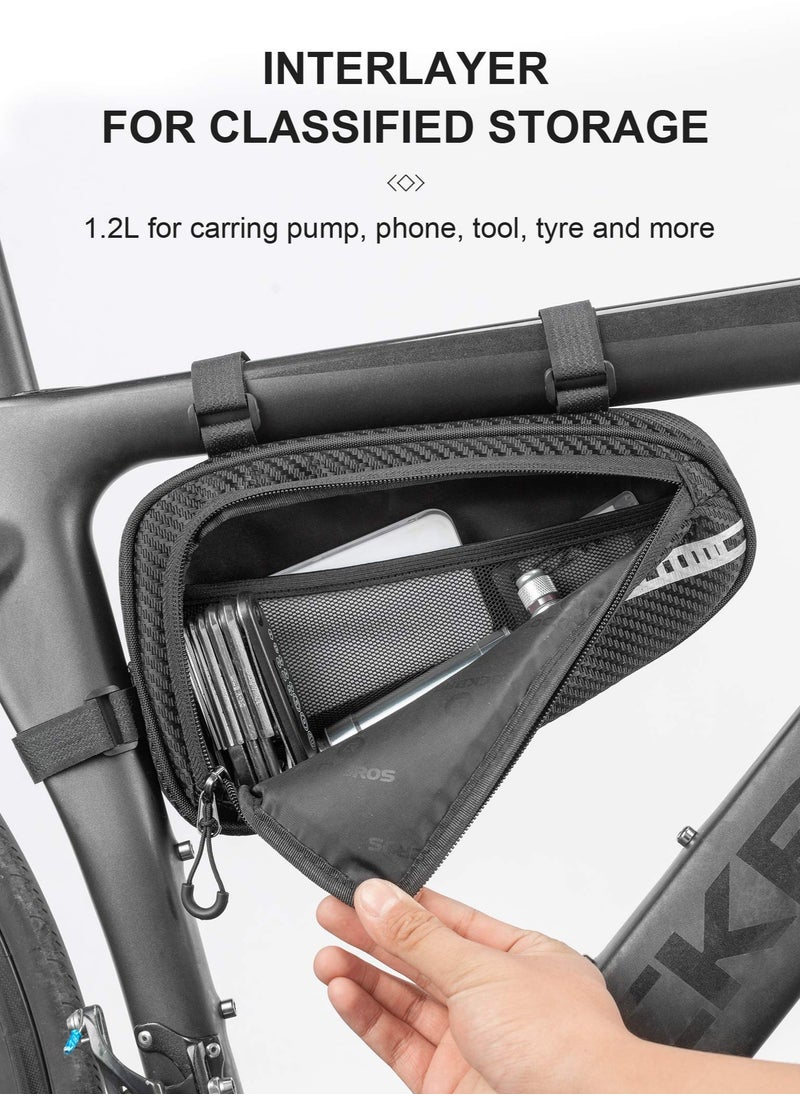 Rockbros Bike Triangle Bag Waterproof Bike Bag Bicycle Bag Storage for MTB Road  Cycling Accessories (black)  - Image 4