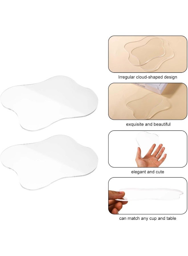 TPGP 2pcs Cup Coasters, Transparent Acrylic Coasters Clear Cloud Coasters Irregular Cup Mats for Desk Coffee Mug Pad Table Coasters for Office Dining Table Kitchen Bar - Image 2